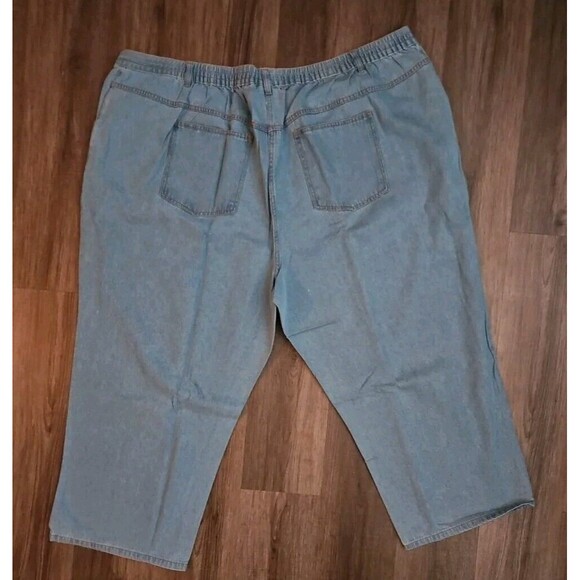 Woman Within Jeans 38W P Medium Wash Classic Fit Wide-Leg  Elastic Waist - Picture 5 of 6